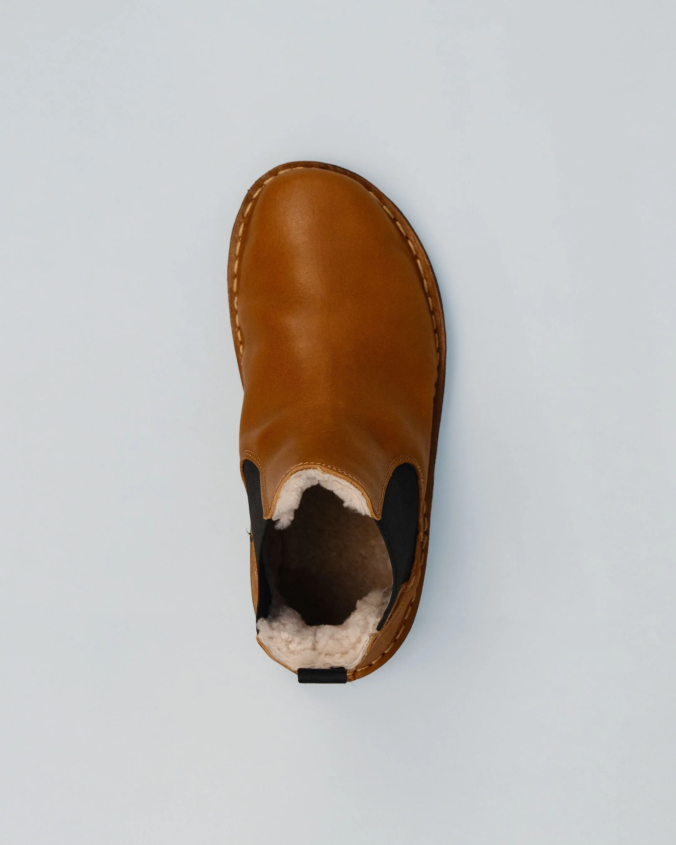 HELSINKI Leather Cognac Brown Shearling - Image 3