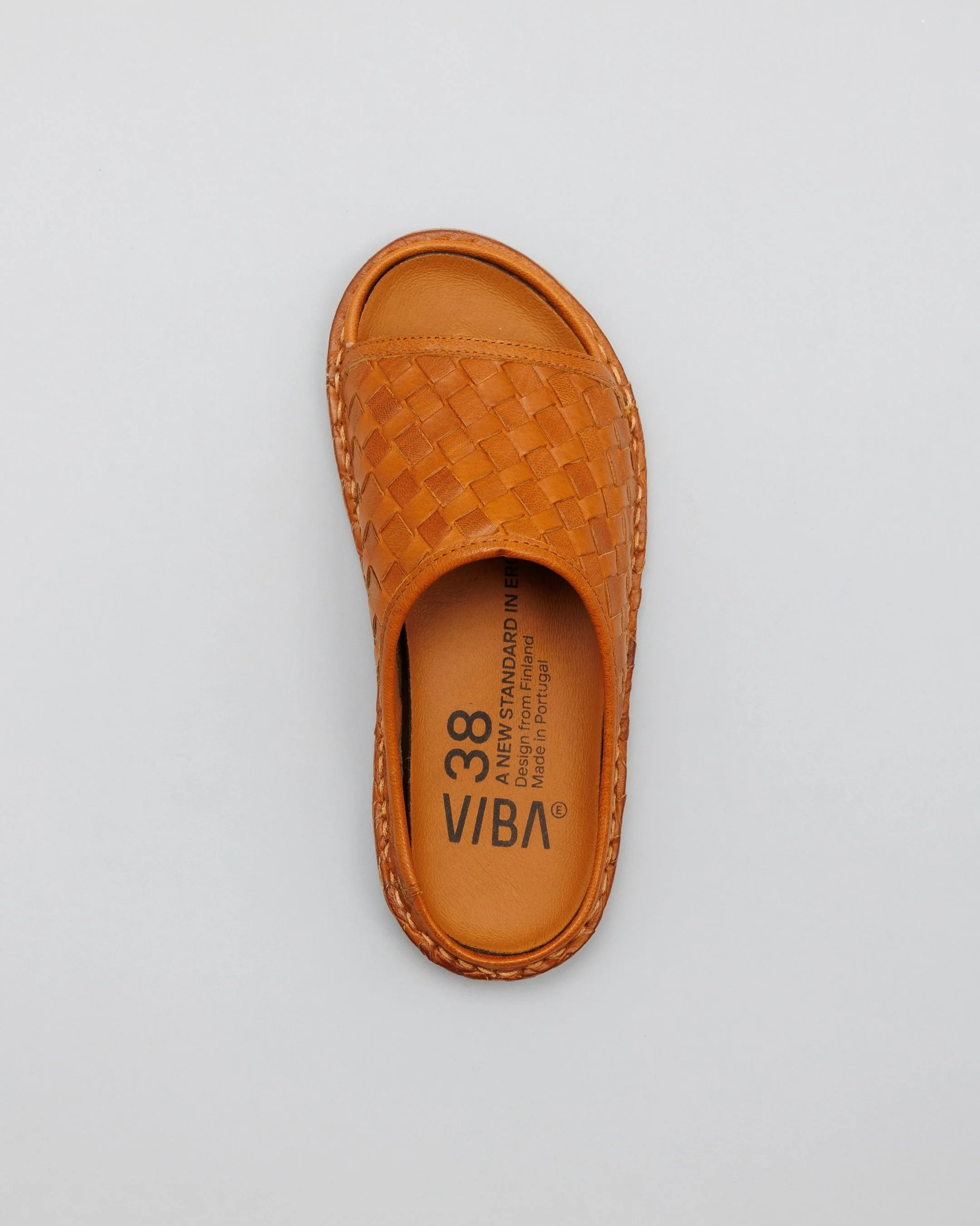 SAINT TROPEZ Woven Leather Cognac Brown - Image 3